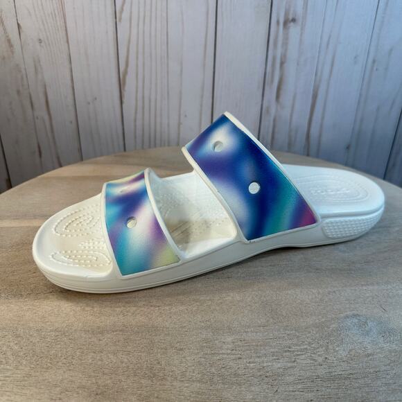 New Crocs Classic Solarized Unisex Iridescent Slides Womens Size 11 Mens 9 - Picture 8 of 14